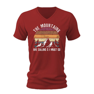 Hiking The Mountains Are Calling Men’s Unisex V-Neck T-shirt